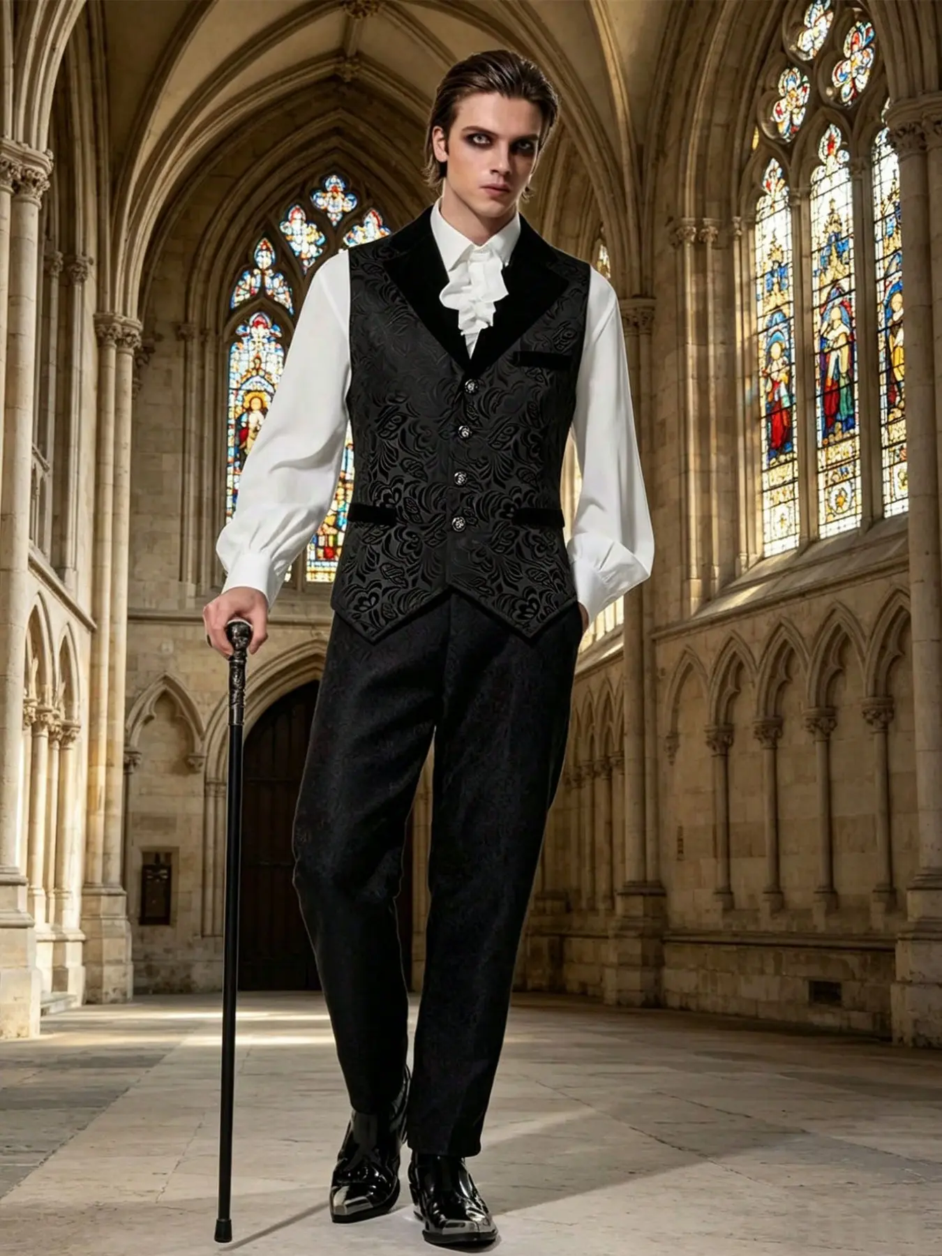 Men's Medieval Costume Retro Gothic Long Dress Vest, Vintage Style Outerwear, Perfect for Historical Reenactments and Theme Events