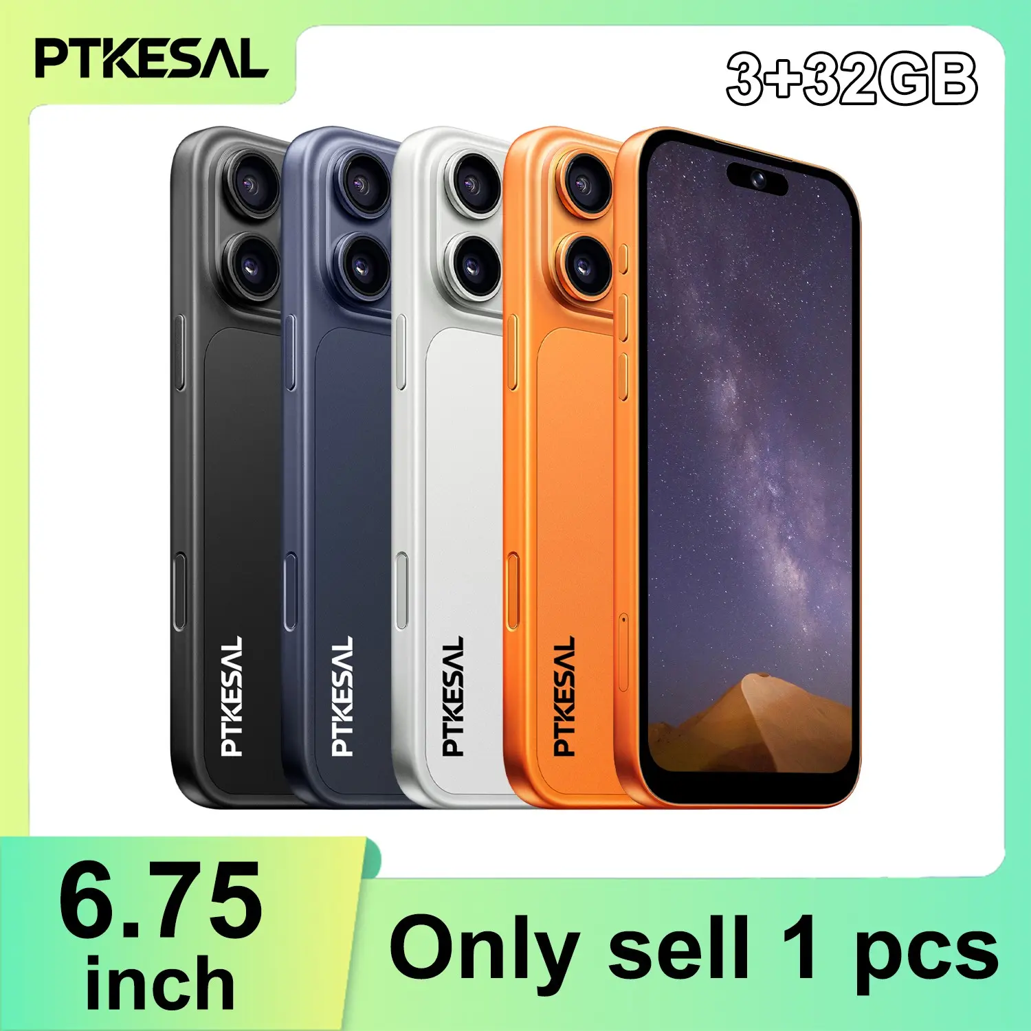 PTKESAL- 17 Pro Max Smartphone, Dual Sim, Android 12.0, Face Unlock, 6.75-Inch Full Screen, 4100mah Battery, 500+1300mp Camera, WiFi Bluetooth-compatible GPS