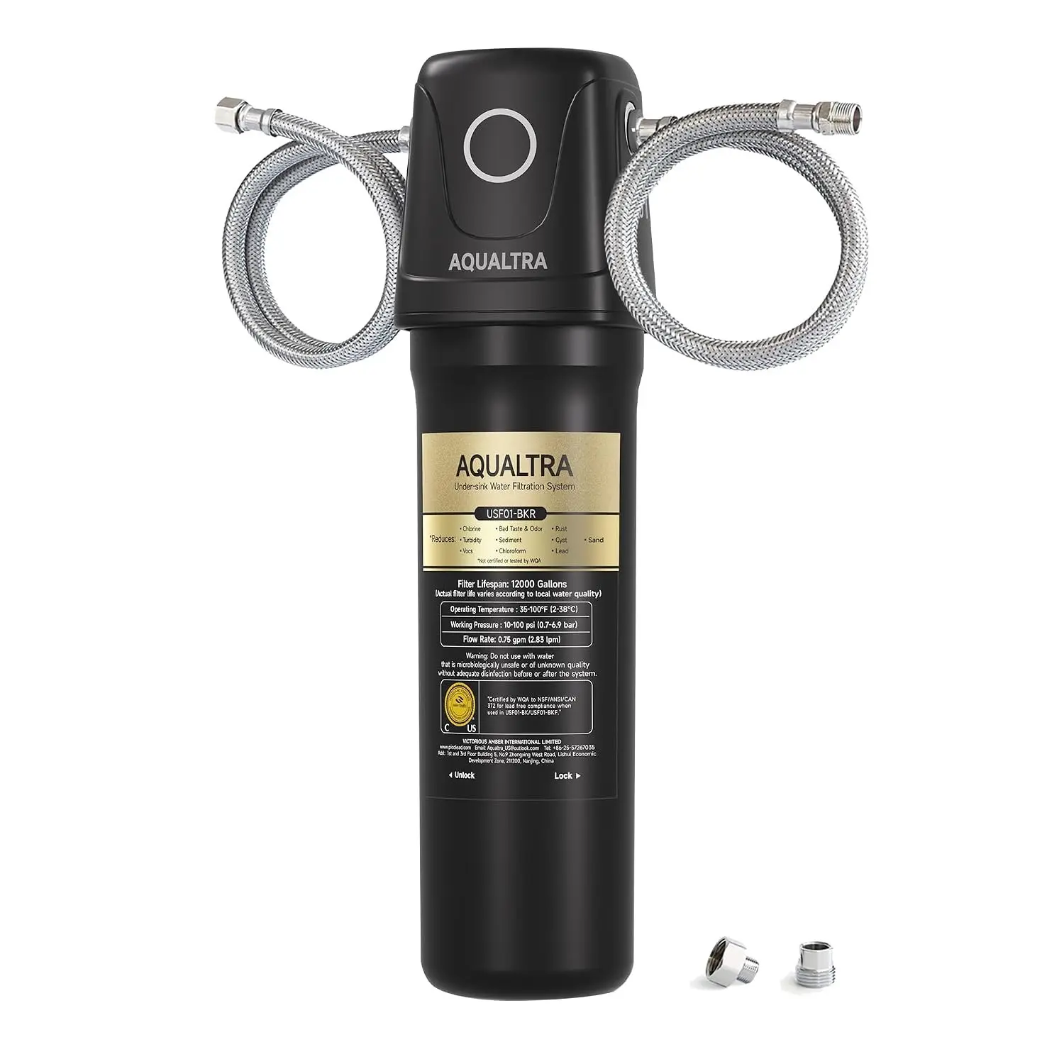 USF01-BK Under Sink Water Filter System, 12K Gal, NSF/ANSI/CAN 372 Certified, Reduces PFOA, PFOS, Chlorine, Lead, Mercury, Chloramine, Fluoride, Microplastics Particles, Bad Taste & OdorGift