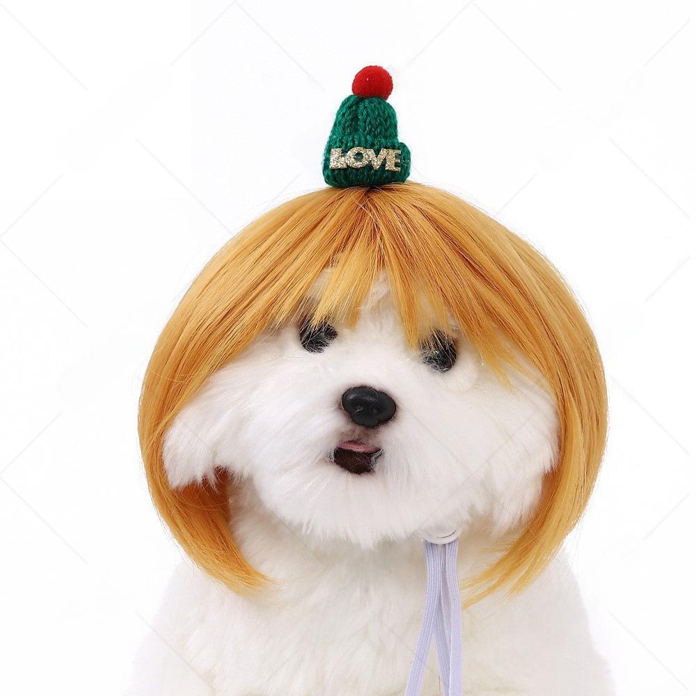 Funny Dog Wig Fashionable Pet Hair Accessory Adjustable Soft Material For Small Dogs Perfect For Parties Halloween Costumes And Cute Pet Photos