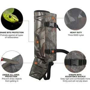 Snake Gaiters Leg Guards, Waterproof Snake Guards, Adjustable Snake Bite Protection for Lower Legs, Snake Chaps for Men&Women
