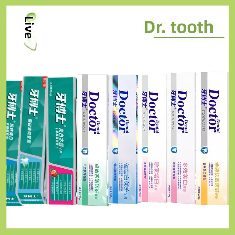 Dr. Tooth Multi-Effect Whitening Toothpaste (Gold Edition) – Stain Removal, Whitening, Cavity Protection; Strawberry Mint, Xylitol, and Baking Soda Formula.
