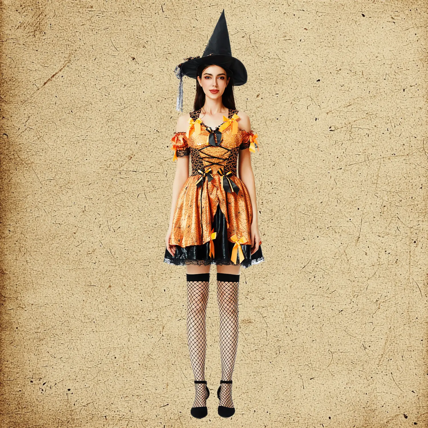European Style Pumpkin Witch Dress Cos Costume For Halloween Masquerade & Stage Performances