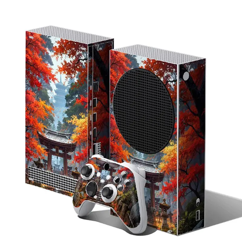 Autumn Maple Mountain Shrine Theme Skin Kit for Xbox Series S Console & Dual Controllers, Premium Vinyl Wrap, Anti‑Scratch Water‑Proof, Easy Peel Off Without Sticky Residue, Waterproof