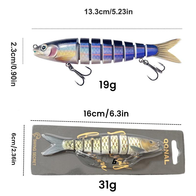 19g 8-Segment Multi-Jointed Fishing Lure Set Floating Sinking Minnow & Pencil Hard Baits Realistic Swim Action Sharp Treble Hooks Long Casting for Freshwater Saltwater Bass Pike Walleye Fishing Tackle