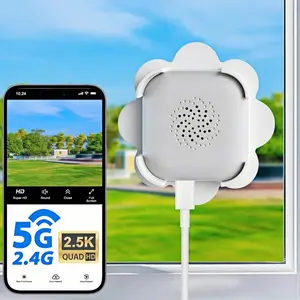 2.5K Window Camera, 5GHz & 2.4GHz Window Security Cameras with Color Night Vision, WiFi Camera with Motion Detection, Continuous Recording, Spotlight Siren, Real-Time Alerts, 2-Way Audio (Beige)