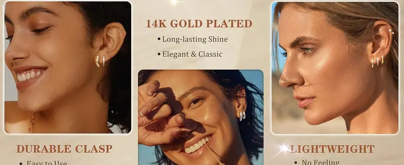 Gold Hoop Earrings Jewelry for Women Trendy 14K Gold Plated Huggie Earrings Hypoallergenic Cartilage Earring Stacks Cute Dainty Huggie Hoops Earring Sets for Multiple Piercing Earring Stacking Set