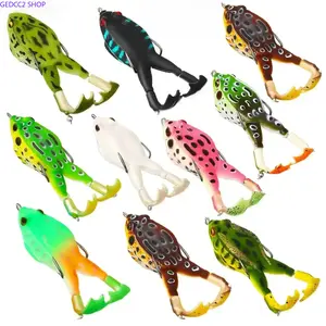 3-10Pcs Topwater Frog Fishing Lure Set, Floating Silicone Frog Baits with Double Propeller Legs, Lead-Free Multi-Jointed Tackle for Bass Freshwater Lake Pond Angling