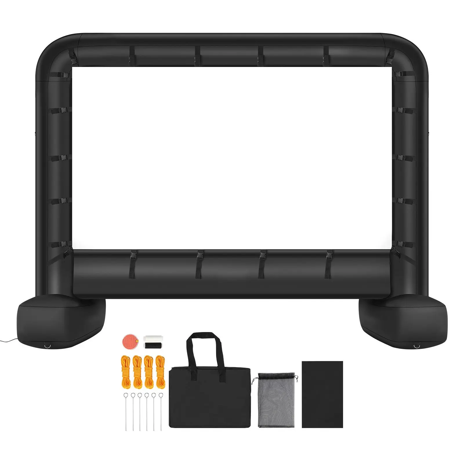 14 ft Foldable Inflatable Movie Screen, 600D Washable Waterproof Inflatable Projector Screen with Portable Storage Bag, 16:9 Easy-Setup Projection for Outdoor Backyard, Home Theater, Water Proof