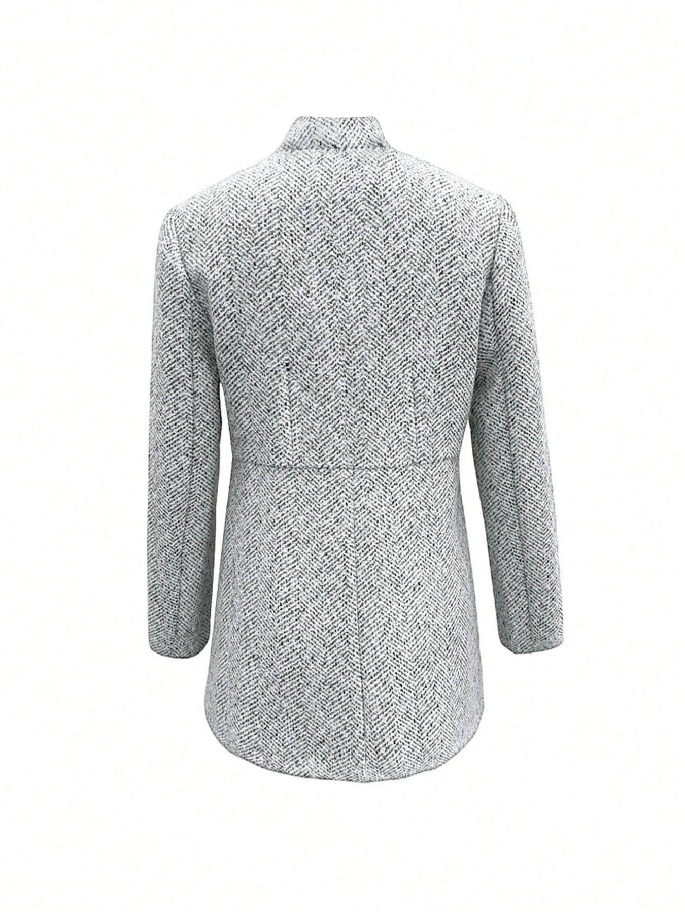 Women's Solid Color Pocket Long Sleeve Open Front Coat, Casual Longline Outerwear for Fall & Winter, Ladies Clothes for Daily Wear, Clothing for Women