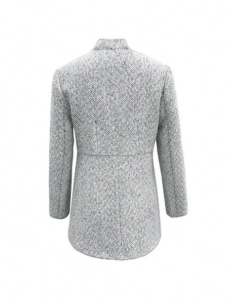 Women's Solid Color Pocket Long Sleeve Open Front Coat, Casual Longline Outerwear for Fall & Winter, Ladies Clothes for Daily Wear, Clothing for Women