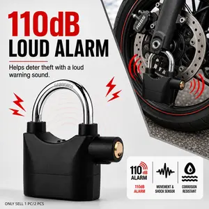 110dB Alarm Padlock, Heavy Duty Outdoor Anti-Theft Hanging Lock with 3 Keys, Security Lock for Garage, Fence, Gate, Shed, Storage Unit, Bike and Scooter