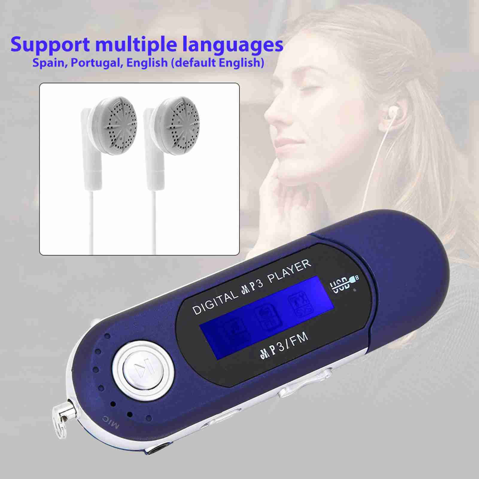 mp3 music playerPortable  with LCD Screen Voice  (Black Blue White