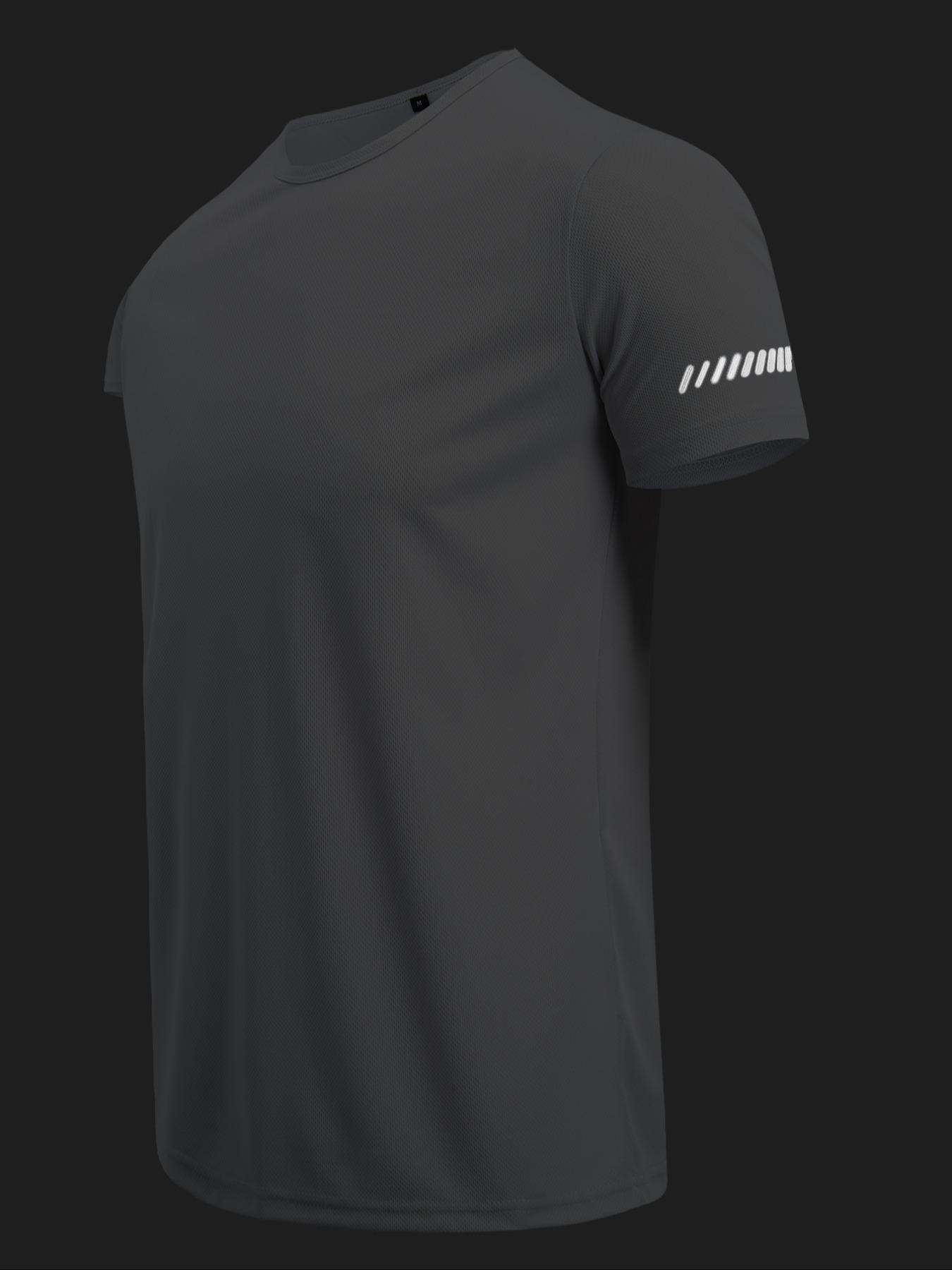 Men's Short Sleeve Sports Tee, Breathable Quick Drying Round Neck T-shirt, Casual Sporty Top for Gym Workout Running Cycling Fishing Activewear