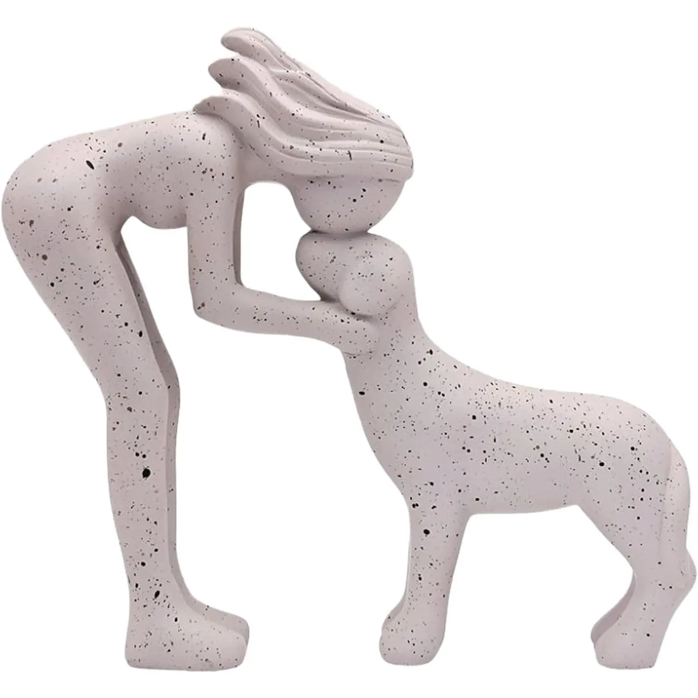 Dog Statue-Person and Dog Head-to-Head Sandstone Sculpture