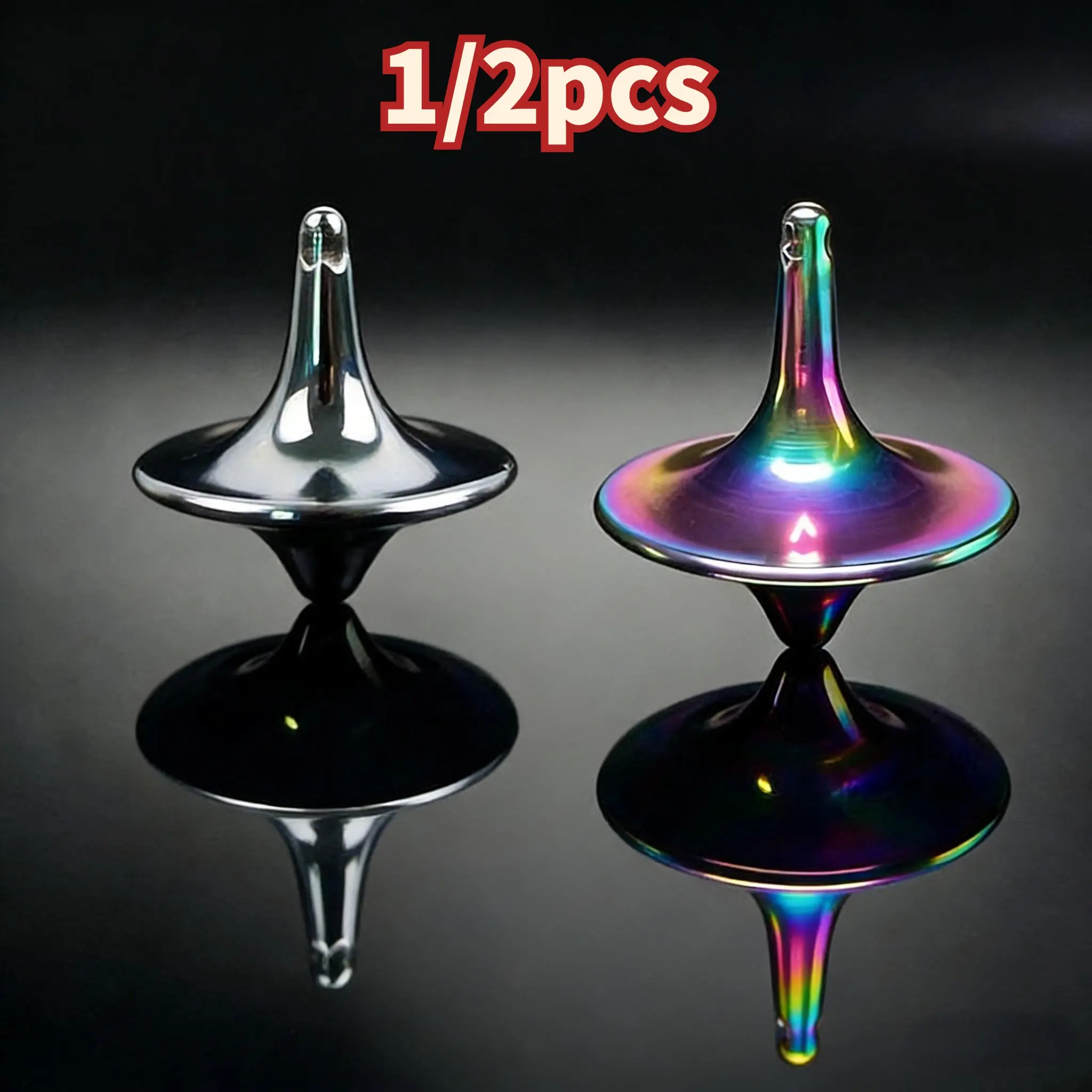 Single Hand Office Stress Relief Toy Stainless Steel Gyroscope Spinning Top, Portable Handheld Rotating Gyroscope, Durable Metal Structure, Metal Spinning Tops