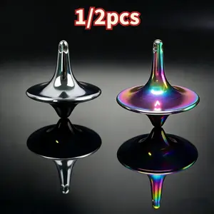 Single Hand Office Stress Relief Toy Stainless Steel Gyroscope Spinning Top, Portable Handheld Rotating Gyroscope, Durable Metal Structure, Metal Spinning Tops