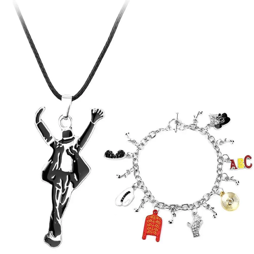 Michael Jackson BAD Rock Roll Pendant Necklace, Everlasting Look Classic Punk Charm Jewelry, DIY Bag Accessory for Men Women Gift