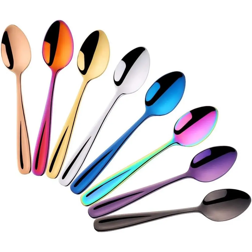 8 Pieces Dessert Spoons Teaspoons Small Coffee Spoons Espresso Spoons, 5.5 Inch (multicolor)