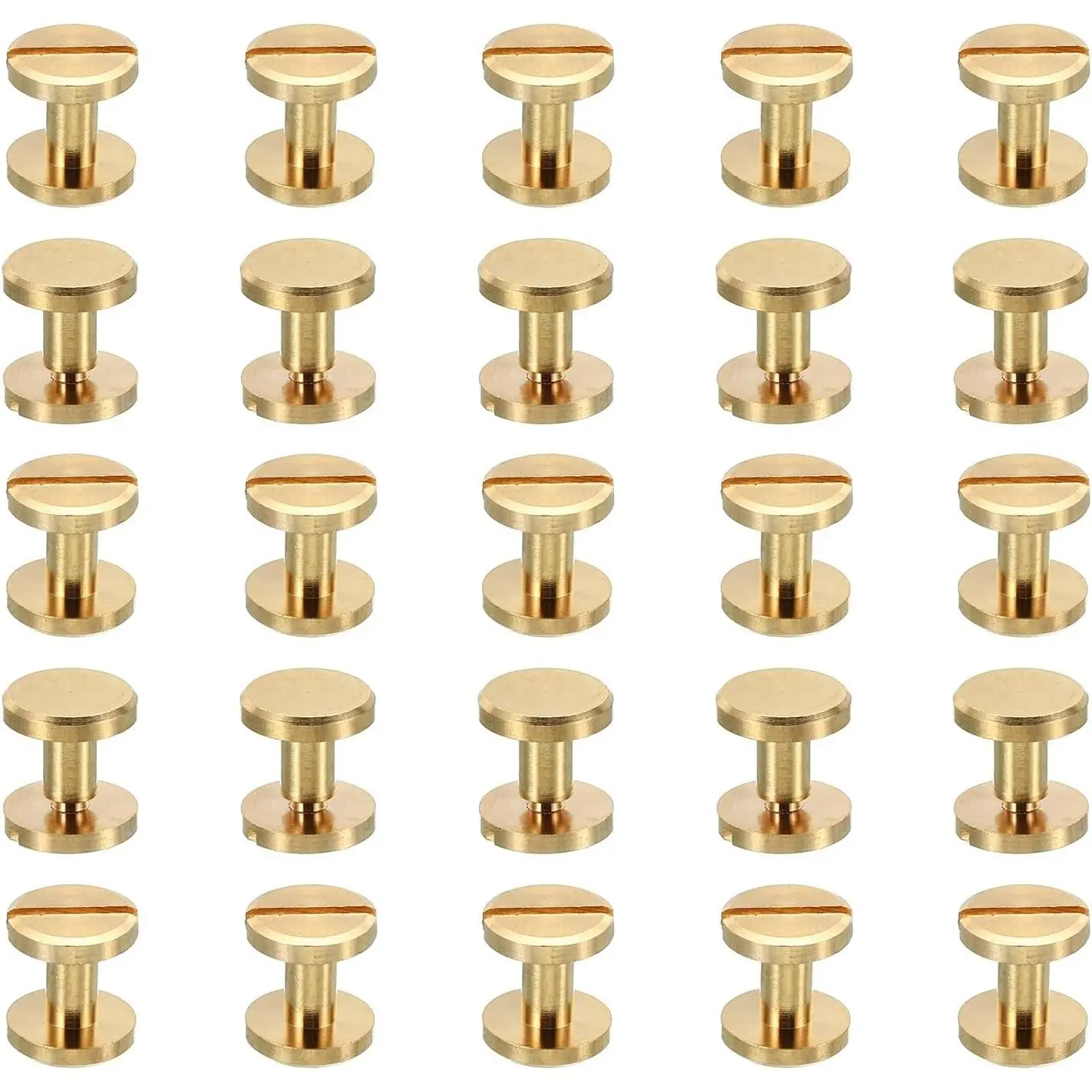 25 Sets M4x6mm Slotted Binding Post Screws Bolts Rivets Brass Fasteners Connectors for Leather Belt Scrapbook Photo Albums