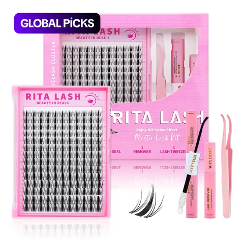Wispy Cluster Lashes Kit includes lash tools with Lash Remover and Tweezers, Natural DIY Lash Extensions in 1 Box DIY Eyelashes Clusters #GLOBAL PICKS