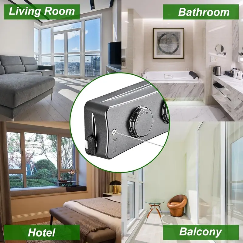 Invisible Clothesline Extensible Retractable No-Hole Clothes Rack, Balcony Bathroom Indoor Stainless Steel Wire Clothes Hanger, Practical Wall-Mounted Extendable Clothes Rack