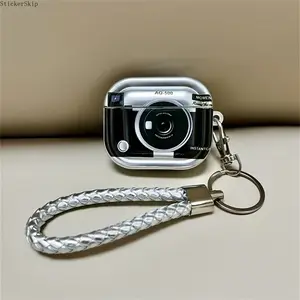 2026 Vintage Electroplated Camera-Shaped AirPods 3 Case, Shockproof Protective Cover with Detachable Lanyard, Stylish Full Protection Shell for Apple AirPods 3, Ideal for Daily Carry & Outdoor Travel