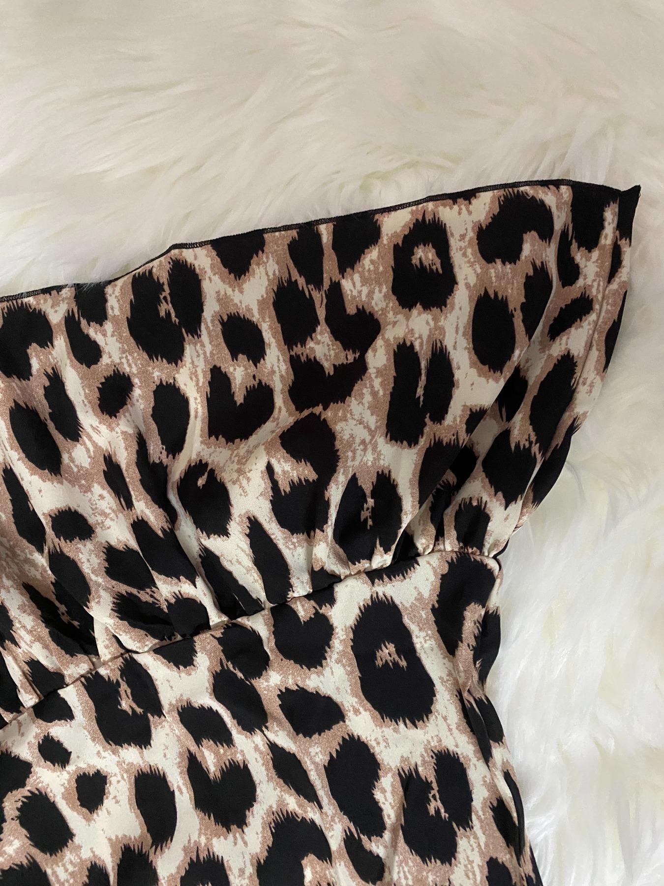 Women's Short Leopard Print Casual Woven Dress with Bowknot, Summer Fall Concert Attire, Stylish Wedding Guest Dress for Various Occasions