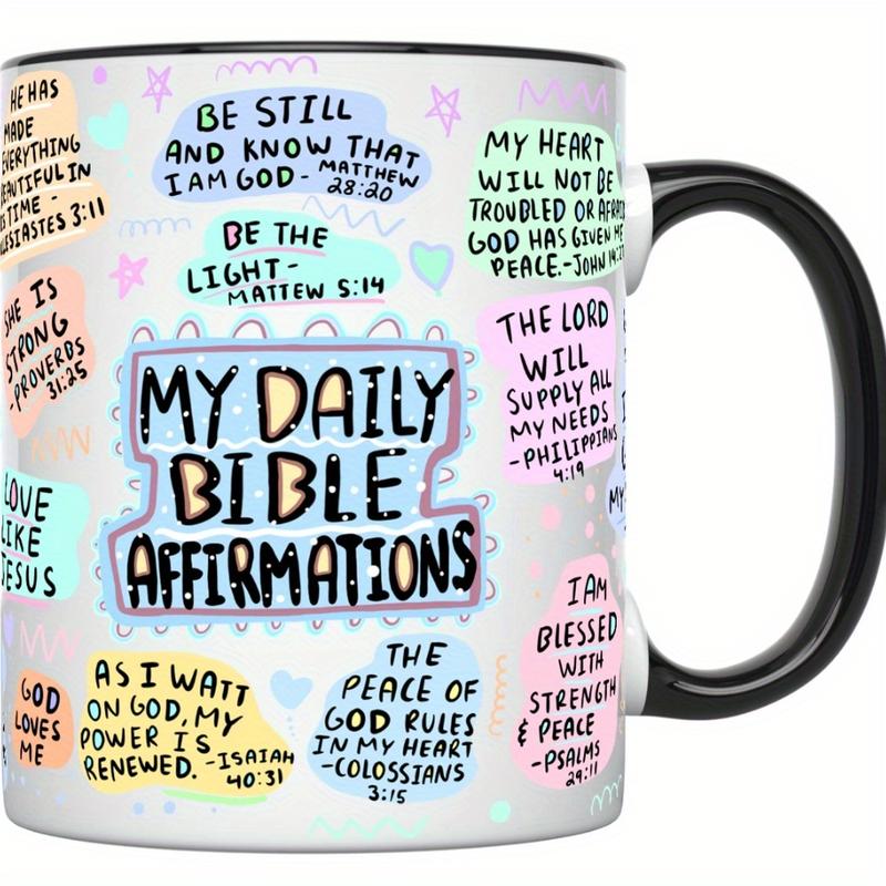 My Daily Christian Mug 15oz with Bible Verse and Scripture for Christmas & Halloween Birthday Gift Jesus Christ Bible Positive Ceramic Classic Beverage Cup My Daily Christian Mug 15oz with Bible Verse and Scripture for Christmas & Halloween Birthday Gift Jesus Christ Bible Positive Ceramic Classic Beverage Cup