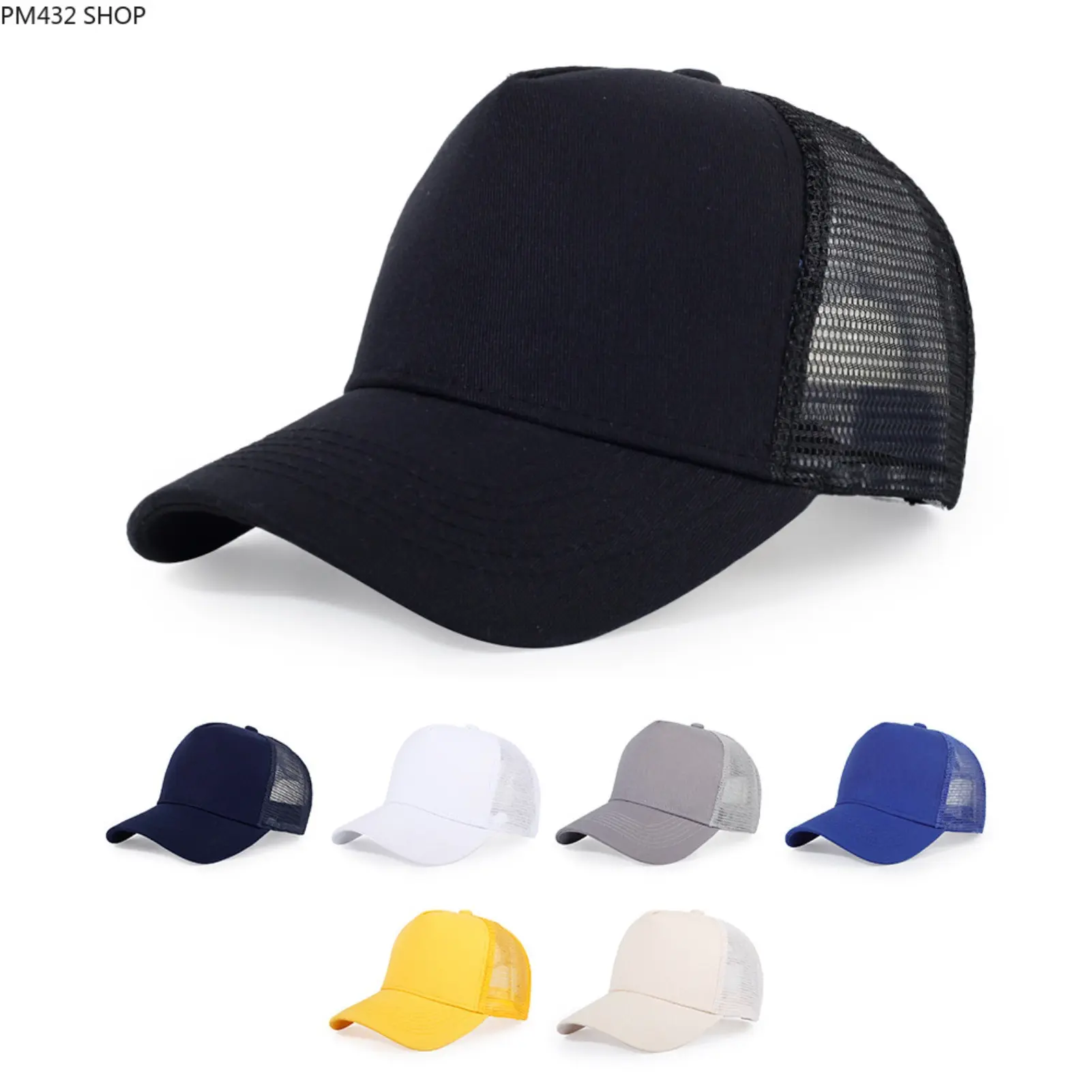 5-Panel Structured Mesh Baseball Cap for Men and Women – Breathable Outdoor Sun Hat, Adjustable Cotton Trucker Hat, Custom Embroidery & Logo Print Cap for Wholesale