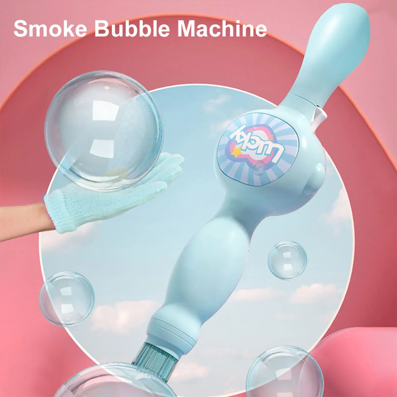 Unisex Blue ABS Automatic Smoke Bubble Machine - Rechargeable 90V Battery-Powered (Batteries Included), Easy to Carry Blower for Backyard BBQ Events, for 10-12 Years Olds