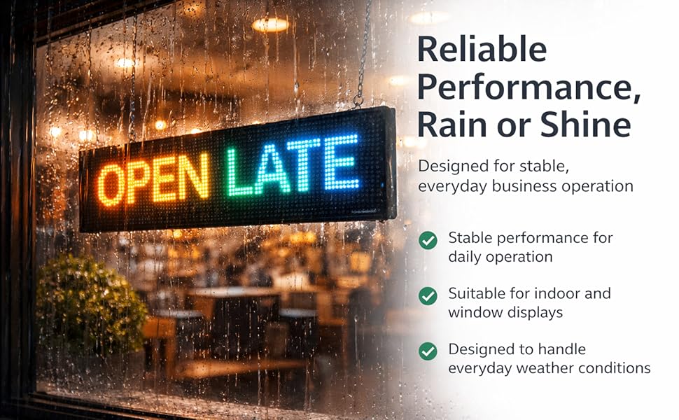 Programmable LED Message Board, Digital Scrolling Sign with App Control for Store Window, Shop, Bar, and Car Display, USB Powered (23 x 4Inch)