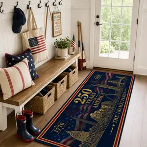 Personalized 250 Years of America Runner Rug 60x24 Inch, Custom Family Name Patriotic Doormat, 1776-2026 USA Semiquincentennial Floor Mat, Non-Slip Entryway Kitchen Hallway Decor