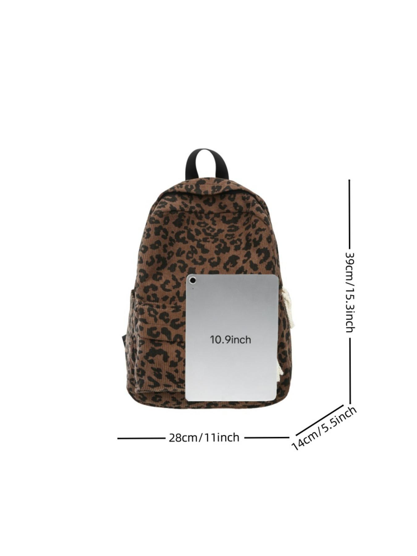 Fashion Leopard Pattern Backpack, Casual Large Capacity Backpack for Women, Lightweight Casual Commuting Bag for Daily Used, Casual Printed Backpack