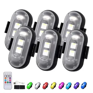 6Pcs Wireless LED Lights with Remote Control, Waterproof Rechargeable Anti-Collision USB Charging, Warning Flashing Lights for Car Bike Camping