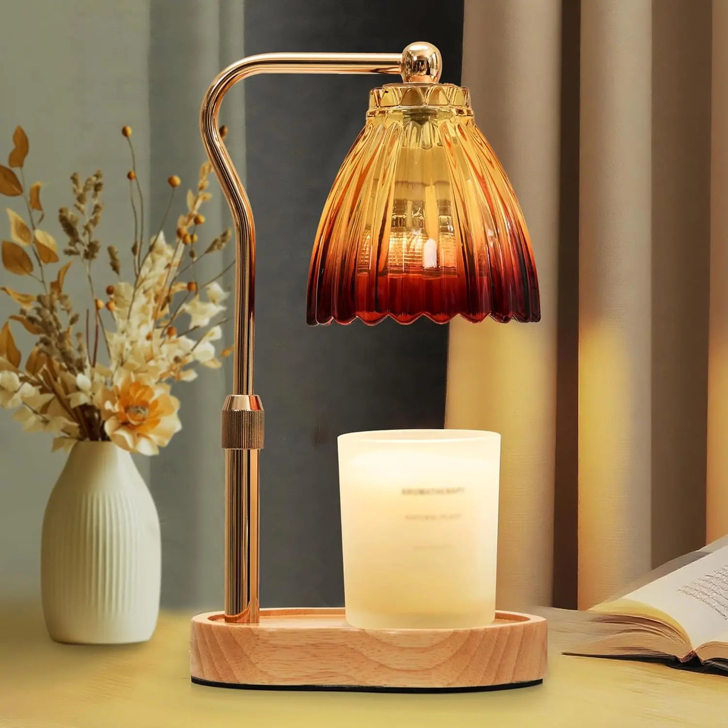 Candle Warmer Lamp with Timer Dimmable, Lamp Candle Warmer for Jar Candles,for Mom Friend Sister, Warming Gifts Vintage Home Decor,Wax Warmer Lamp with 2 Bulbs