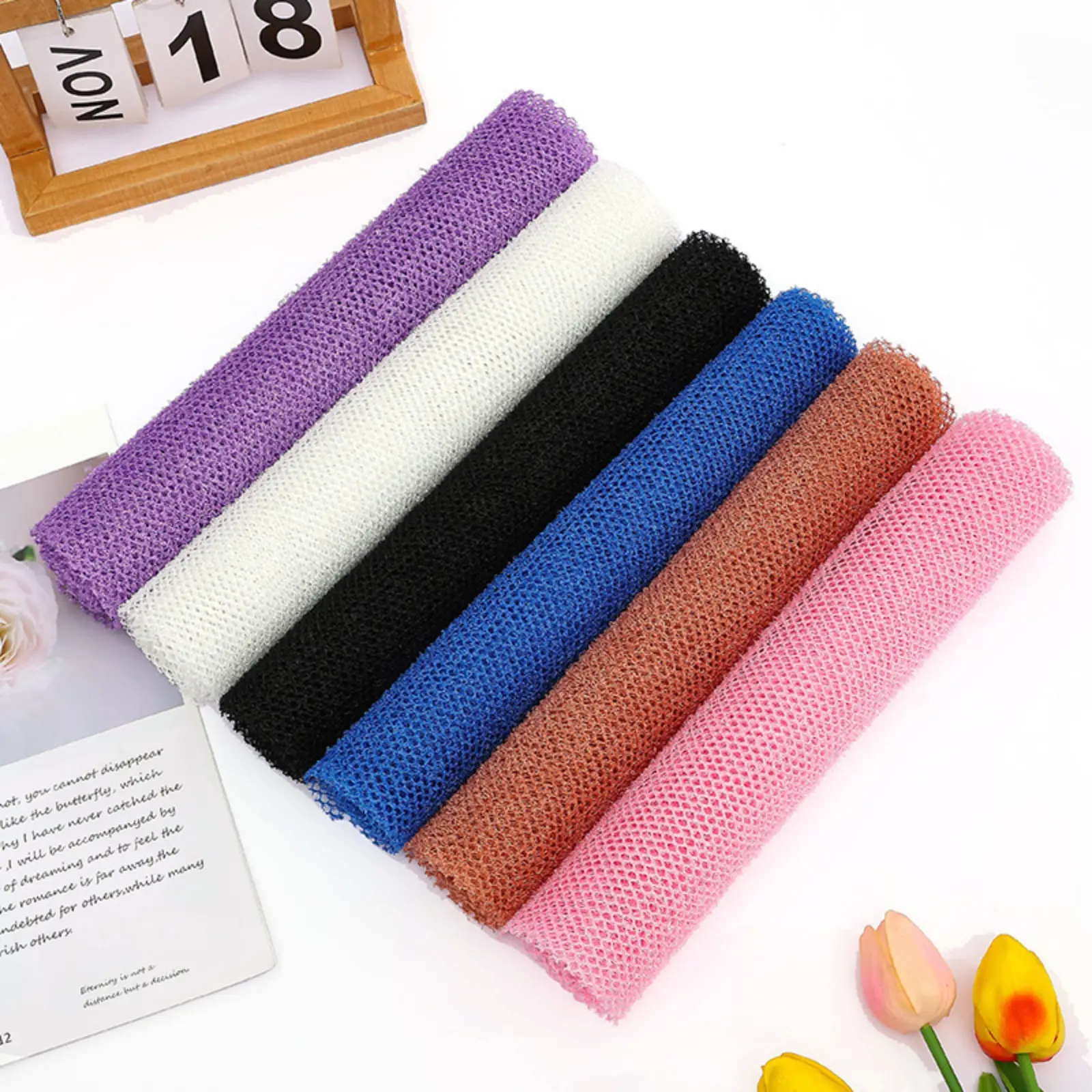 Long Mesh African Exfoliating Bath Towel, Dual-Use Body Scrub Back Washer, Quick Convertible Shower Loofah Strap for Deep Skin Cleansing, Easy to Use Daily Shower Accessory