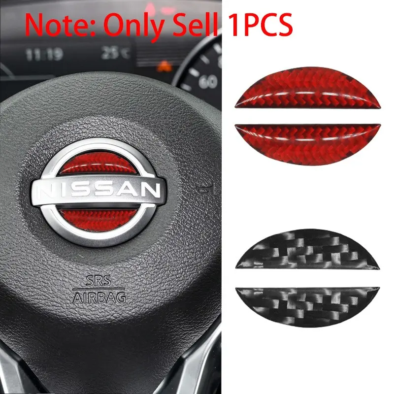 3D Carbon fiber Nissan Logo Emblem Car Steering Wheel Sticker 1Pcs High viscosity Decals Badge Auto Interior Decoration Accessories