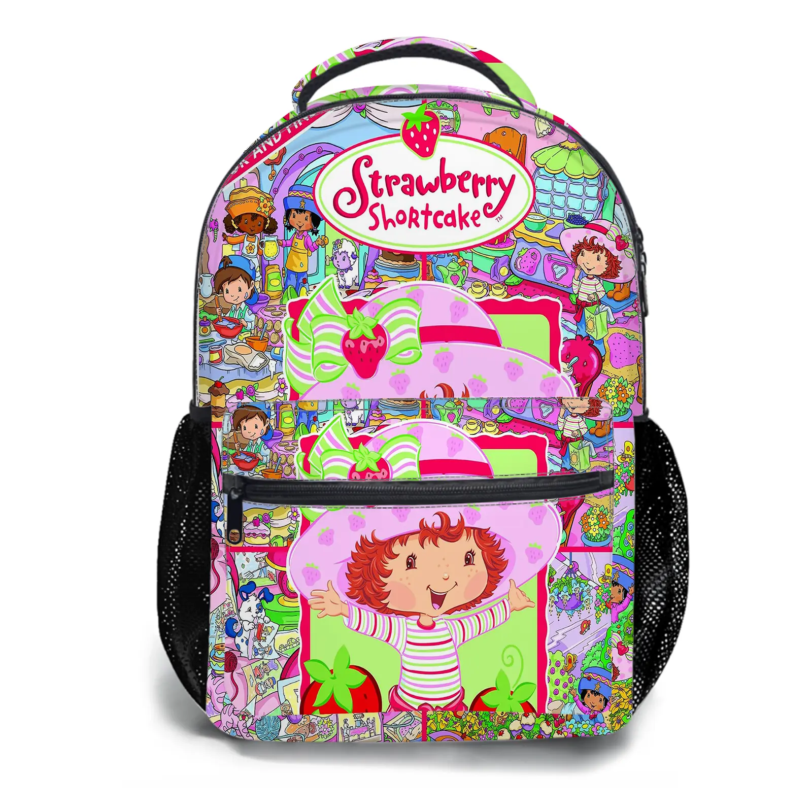 strawberry shortcake Y2K Fashion School Backpack for Teen Girls, Cute Cartoon Aesthetic Student Bookbag with Padded Shoulder Straps, Large Capacity Casual Daypack and Travel Bag for Kids a-189