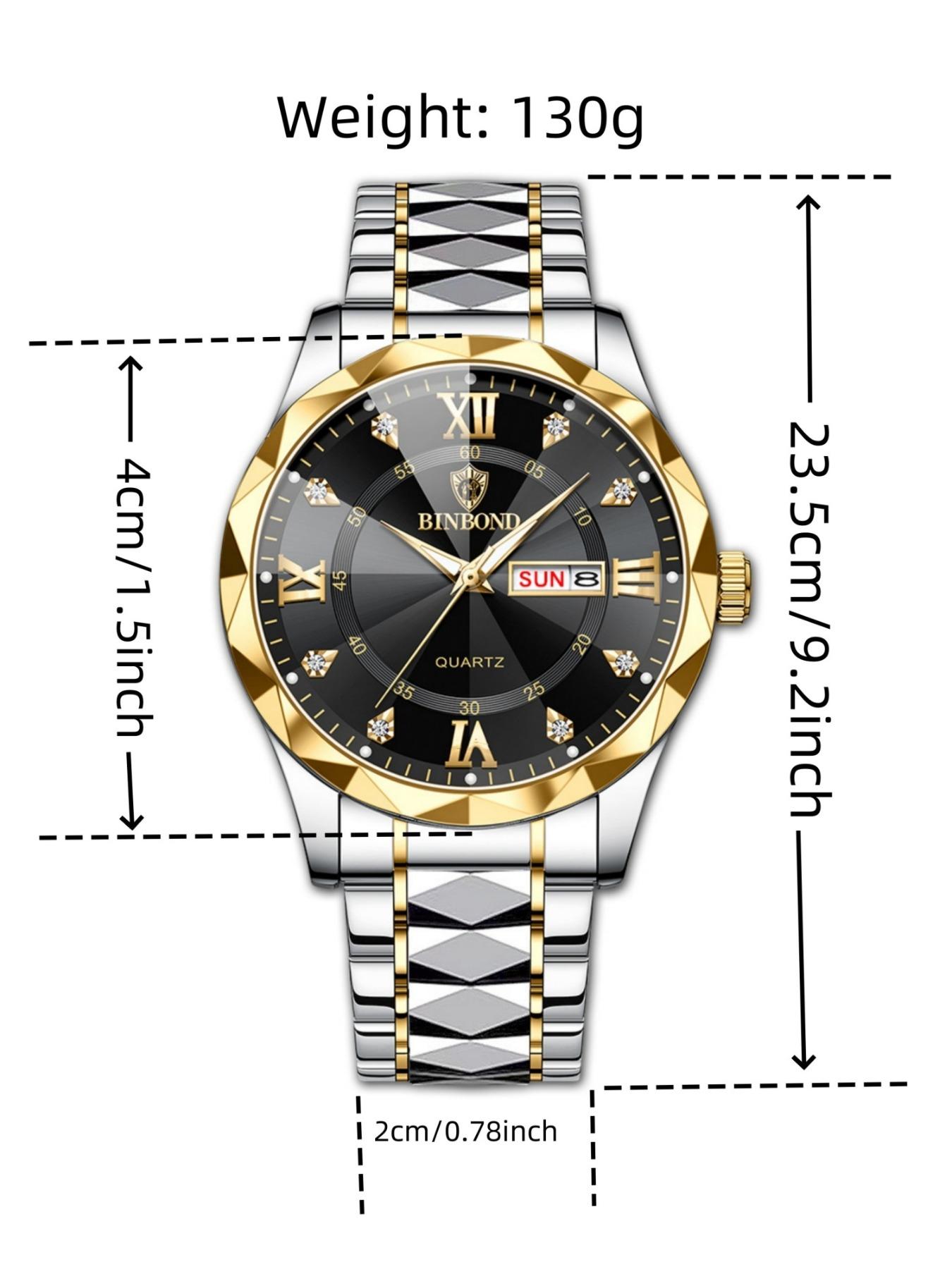 Men's Business Fashion Rhinestone Decor Analog Quartz Watch, Calendrier Waterproof Watch for Party, Daily Decor, Trendy Exquisite Watch for Birthday Gift with Box, Business Fashion Watches Men's Business Fashion Rhinestone Decor Analog Quartz Watch, Calendrier Waterproof Watch for Party, Daily Decor, Trendy Exquisite Watch for Birthday Gift with Box, Business Fashion Watches