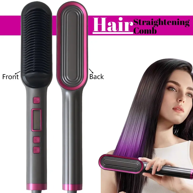 Professional Straightening Comb, Hair Straightener Comb, Ceramic Flat Iron Brush, Fast Heating, Adjustable Temperature, Dry & Wet Use, Best Gift for Women