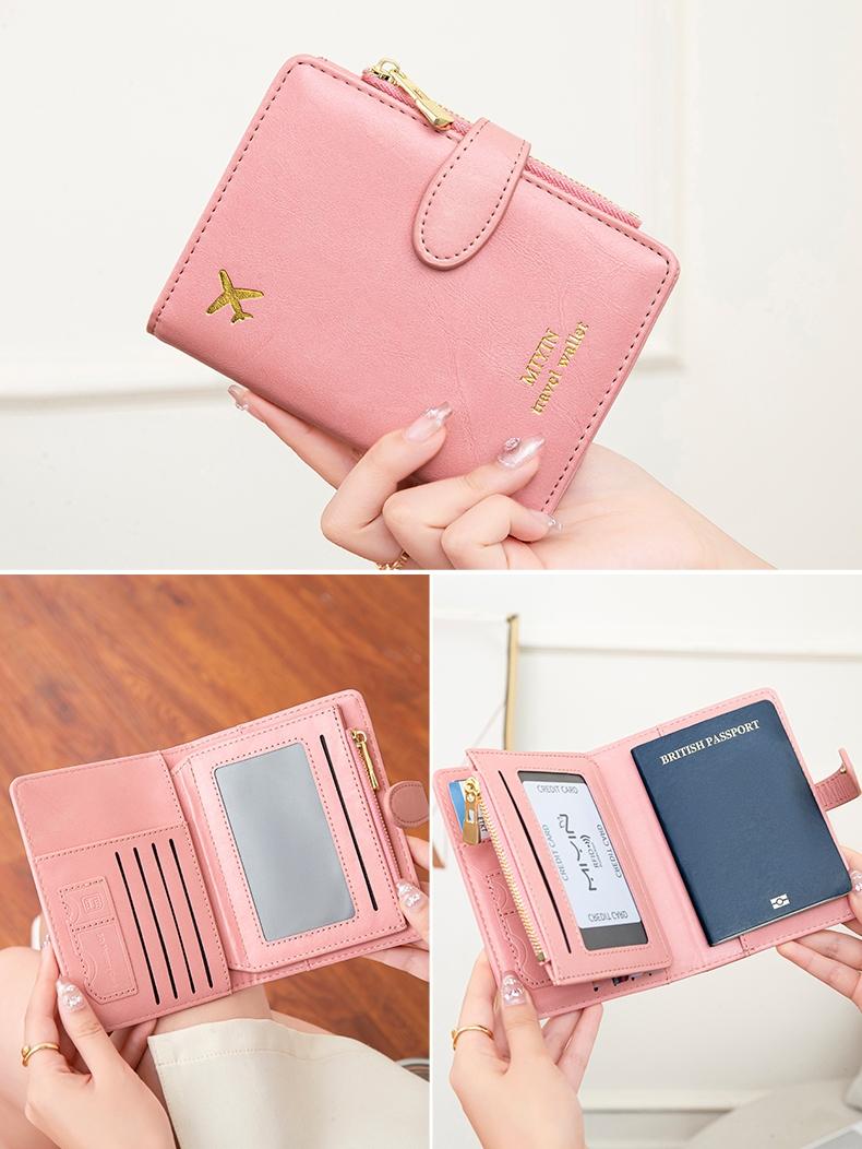 Creative Airplane Pattern Travel Passport Holder with Zipper bag RFID Blocking Passport Protective Bag Document Cover Minimalist Solid Color Business Trip Essential Passport  Wallet Lightweight Portable Travel Wallet Multi-Functional Card Holder Passport