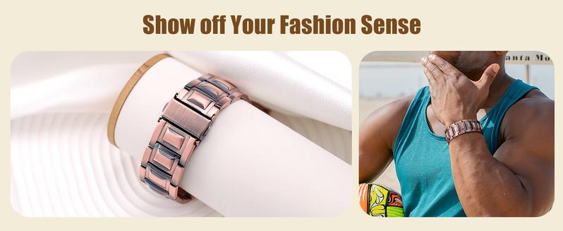 Pure Copper Bracelet for Men-3X Strength,3800 Gauss Neodymium Magnetic link Bracelets with Pro Fold-Over Butterfly Clasp,Copper Jewelry Gifts for Men Wearable