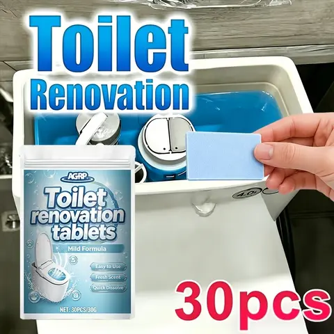 30-Piece Foaming Toilet Cleaner Tablets, Bathroom Cleaning Tablets, Bathroom Toilet Interior Care, Ideal for Home Use, Keeps Fresh and Clean, Easy to Use