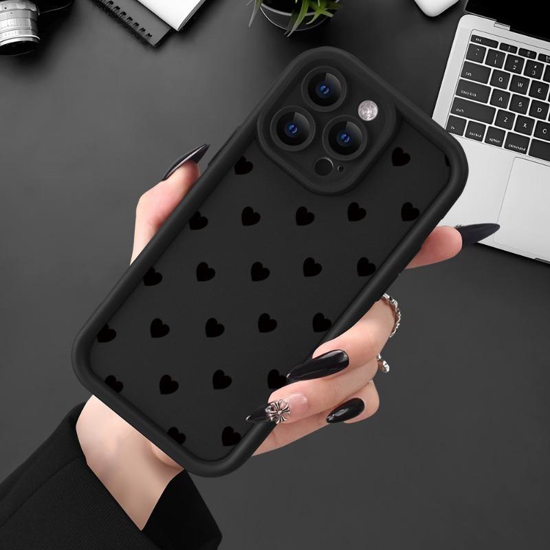 Popular Love Heart Pattern Case for iPhone 17 16 15 14 Pro Max 13 12 11 XR XS Air Plus Shockproof Non Slip Military-Grade Protection Silicone Cover