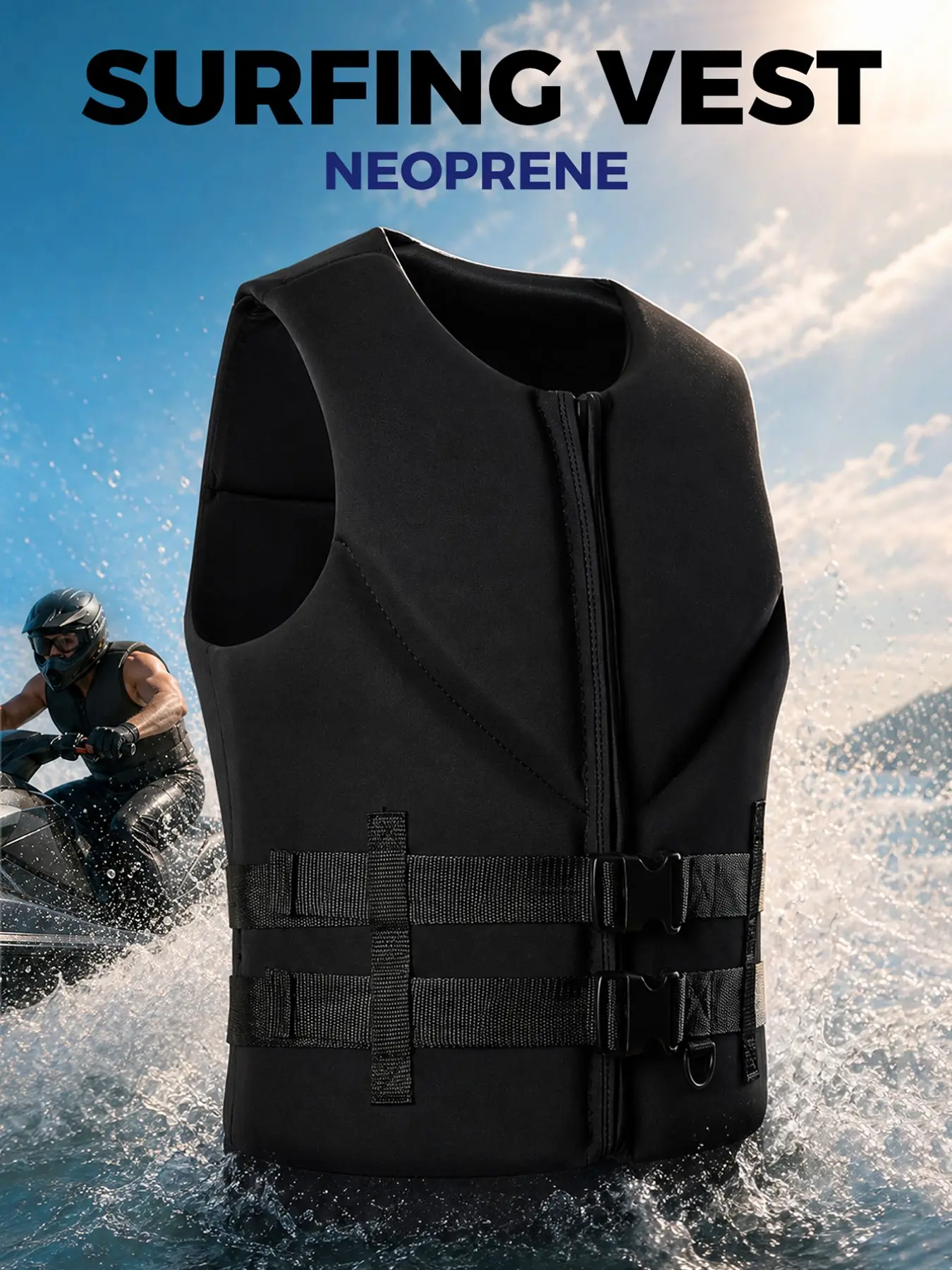 Adjustable Buoyancy Vest, 50n+ Floatation, Unisex Summer Water Sports Gear, Ideal for Swimming, Beach, Surfing, Kayaking