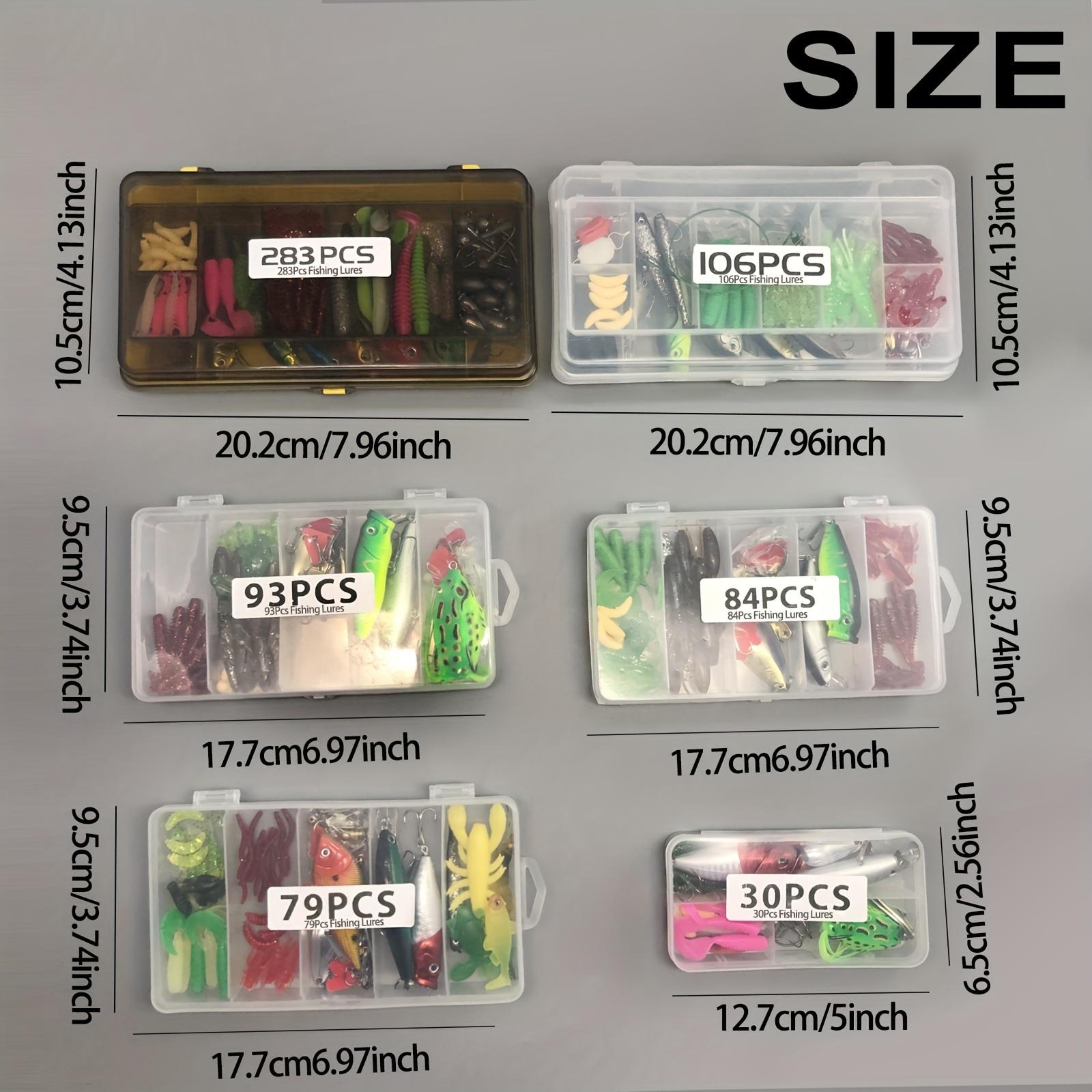 Randomly Shaped Lead Weights, 30/79/84/93/106/283pcs of Fishing Lures for Topwater Fishing, Tackle Kit for Bass, Trout, And Salmon, Including a Lure Kit Box with Minnow Poppers, Spoon Lures, Soft Plastic Worms, Bait Rigs, And Jig Heads