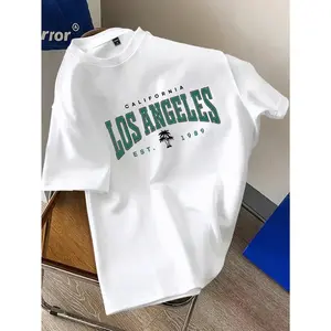 Men’s Solid Color Printed T-Shirt| Black & White California Los Angeles Est 1989 Design| Machine Washable, Crew Neck Loose Casual Sports Tee, Comfortable & Trendy| Unisex Holiday Gift, Couple Matching Outfits Suitable For All Seasons