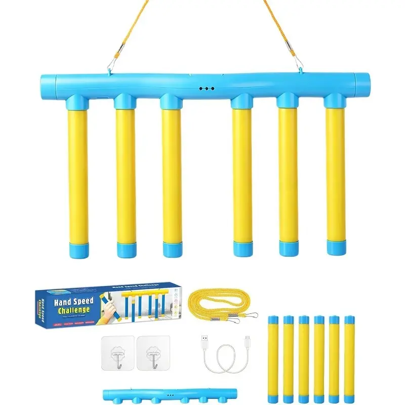 Drop Stick Challenge Game for Kids, Hand-Eye Coordination Reflex Training Toy, Sensory Integration Catch Toy, Parent-Child Interactive Gift (Built-in 150mAh/0.555Wh Battery + Charging Cable)