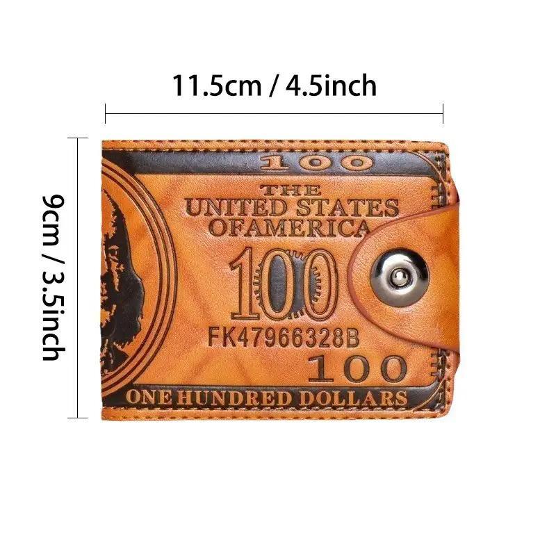Retro Banknote Design Wallet, Unisex Slim Snap-Closure Coin Purse with Multiple Card Slots, Black & Brown Durable for Everyday Use